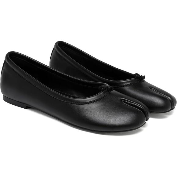 Womens Black Square Split Toe Minimalist Classic Avant Garde Ballet Flats 8.5 W - Picture 1 of 6